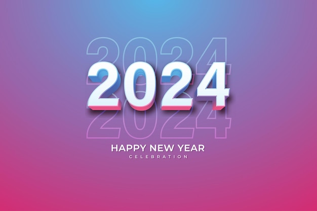 Feliz año nuevo 2024 decoración festiva realista celebrar la fiesta 2024 sobre fondo azul