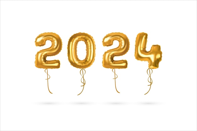 Feliz año nuevo 2024 decoración realista festiva Celebre la fiesta 2024