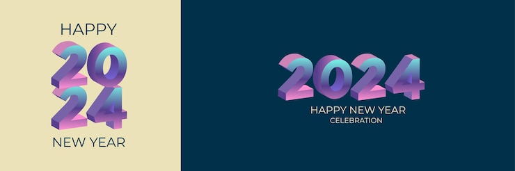 Vector feliz año nuevo 2024 decoración realista festiva celebre la fiesta 2024