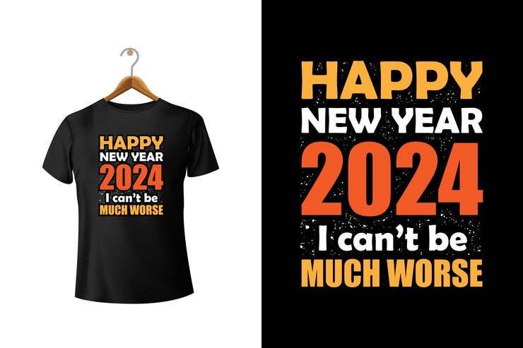 Feliz año nuevo 2024 Diseño de camiseta de tipografía vectorial