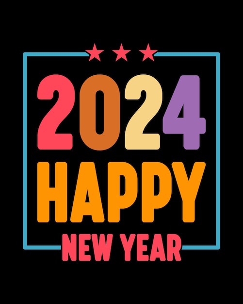 Vector feliz año nuevo 2024 diseño de camiseta