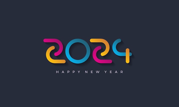feliz año nuevo 2024 con diseño colorido