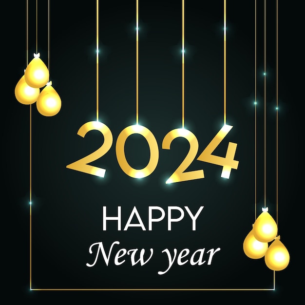 Feliz año nuevo 2024 diseño coloridos diseños vectoriales premium