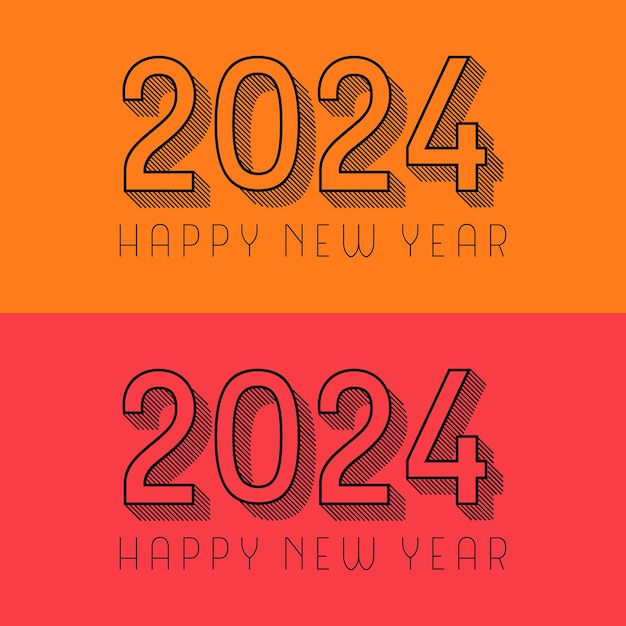 Feliz año nuevo 2024 diseño Diseño colorido de vectores premium para carteles, pancartas y saludos de año nuevo