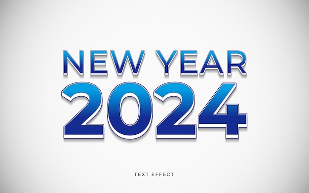 Feliz año nuevo 2024 diseño de efecto de texto 3d