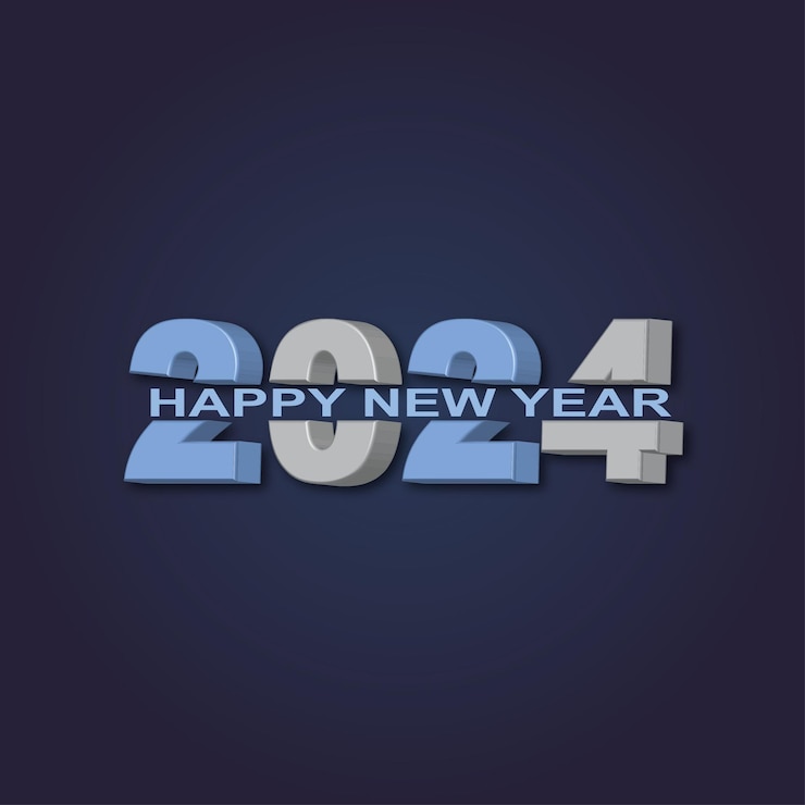 Vector feliz año nuevo 2024 diseño de fondo minimalista moderno en 3d