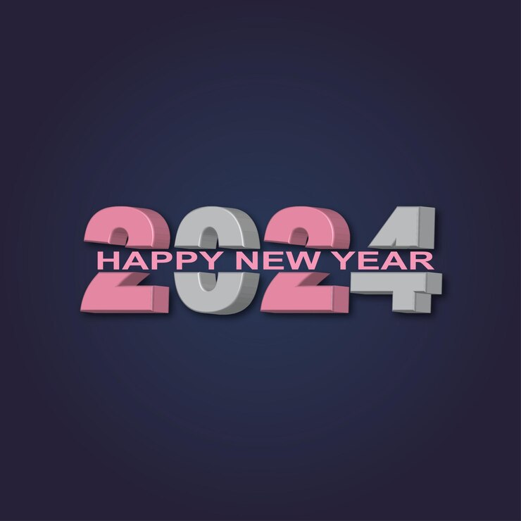 Vector feliz año nuevo 2024 diseño de fondo minimalista moderno en 3d