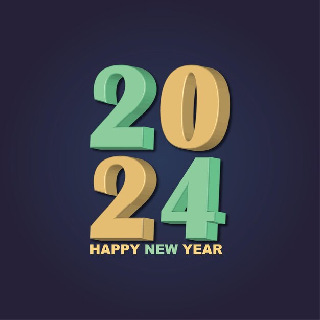 Feliz año nuevo 2024 diseño de fondo minimalista moderno en 3D