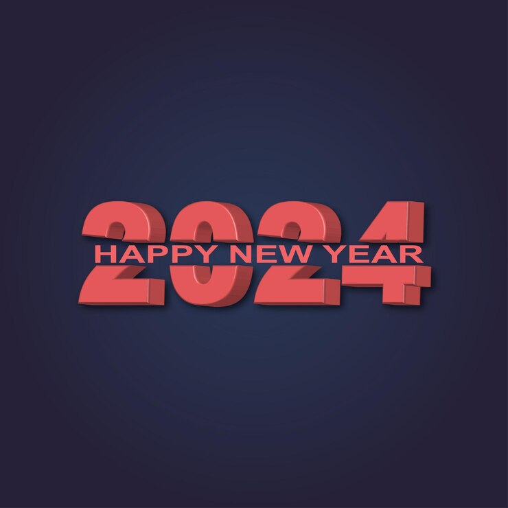 Vector feliz año nuevo 2024 diseño de fondo minimalista moderno en 3d