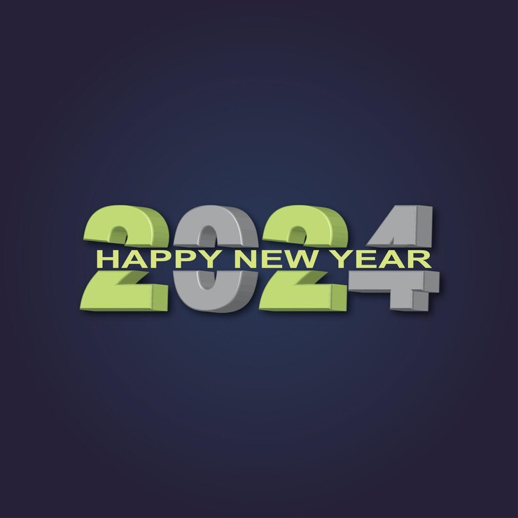 Vector feliz año nuevo 2024 diseño de fondo minimalista moderno en 3d