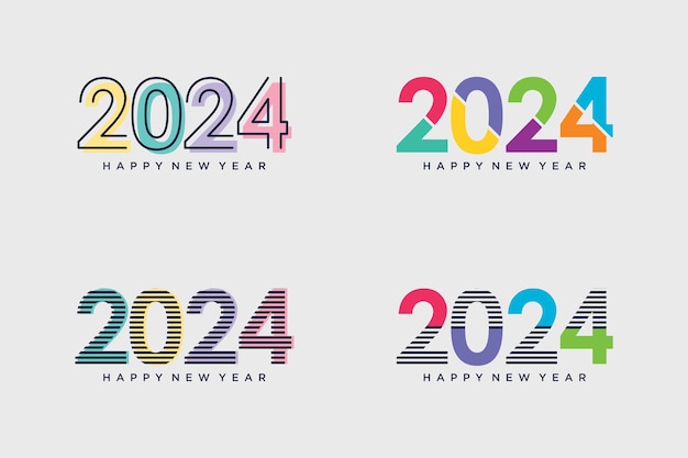 Vector feliz año nuevo 2024 diseño de logotipo colección vectorial con idea creativa