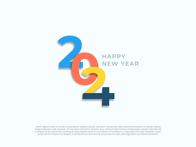 Feliz año nuevo 2024 diseño de números para celebración de año nuevo y cartel de saludo