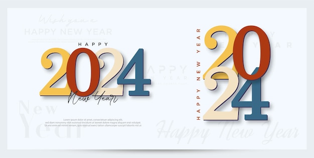 feliz año nuevo 2024 diseño de números con un toque de colores únicos y combinados vector premium chino