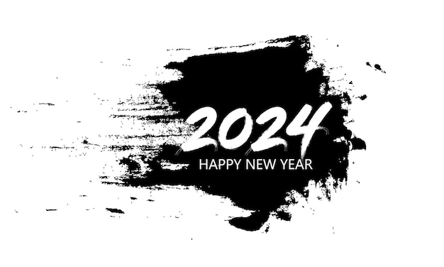 Feliz año nuevo 2024 diseño de pincel abstracto perfecto para las plantillas de portada de carteles de banners de marca