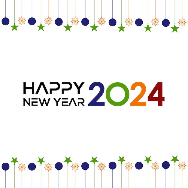 Feliz año nuevo 2024 diseño de plantilla
