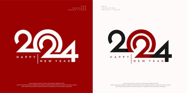 Feliz año nuevo 2024 diseño de texto del logotipo Plantilla de diseño número 2024