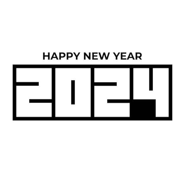 feliz año nuevo 2024 diseño vectorial de tipografía