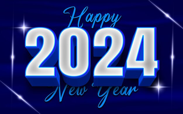 Feliz año nuevo 2024 Efecto de texto 3D Ilustrador totalmente editable a vector