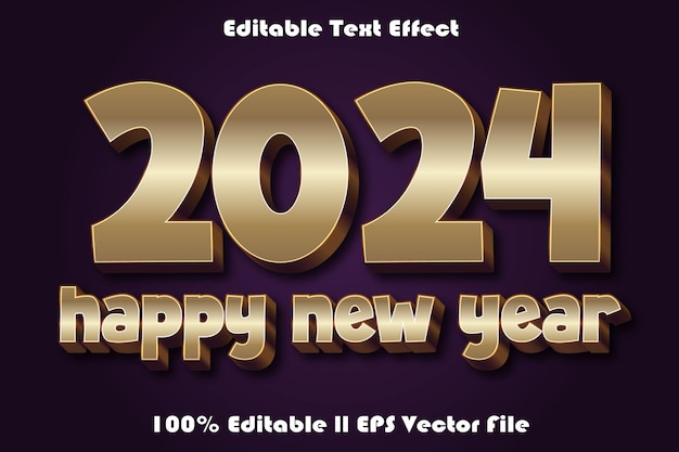 Feliz año nuevo 2024 Efecto de texto editable