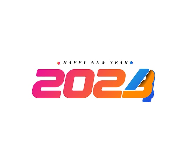 Feliz año nuevo 2024 Elemento de diseño de tipografía de texto diseño de banner de volante