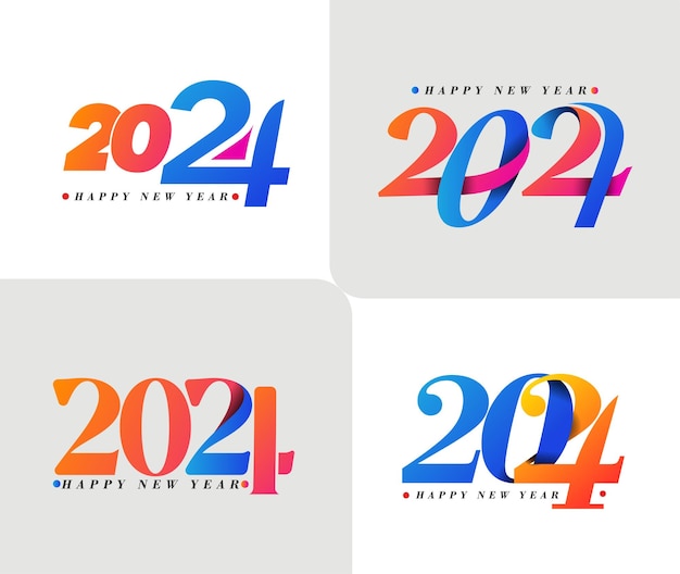 Feliz año nuevo 2024 Elemento de diseño de tipografía de texto diseño de banner de volante