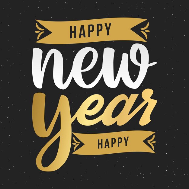Feliz año nuevo 2024 Estilo de texto dorado con diseño de cinta para tarjetas de felicitación Celebración