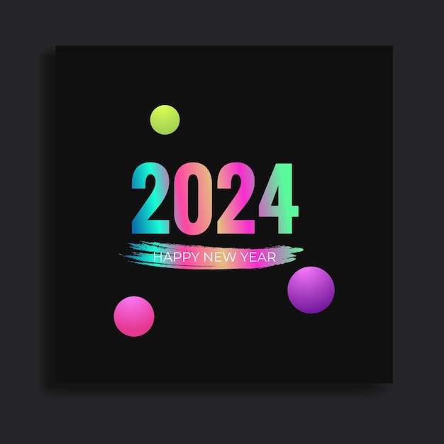 Feliz año nuevo 2024 felicitación ilustración vectorial