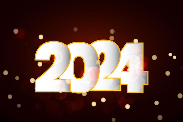 Feliz año nuevo 2024 con fondo de bokeh oscuro