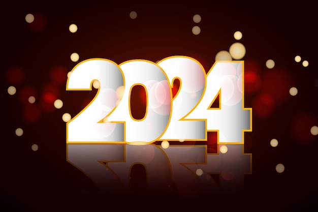 Feliz año nuevo 2024 con fondo de bokeh oscuro