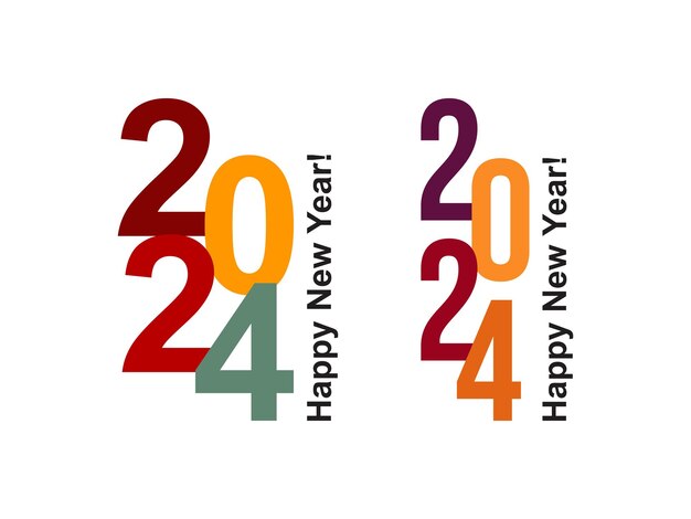 Feliz año nuevo 2024 con un fondo brillante multicolor