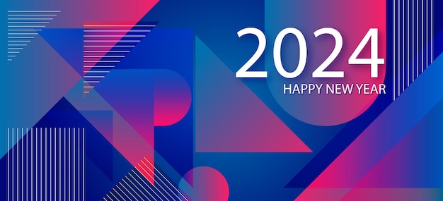 Feliz año nuevo 2024 fondo geométrico abstracto