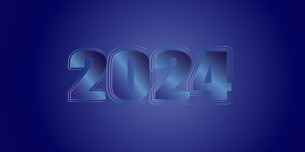 Feliz Año Nuevo 2024 Gradiente azul brillante Número de fondo vectorial de 2024 para el cartel