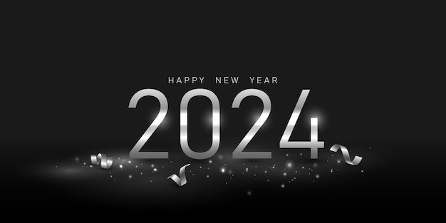Feliz año nuevo 2024 con una hermosa plantilla de diseño de tipografía Ideas de celebración del nuevo año 2024