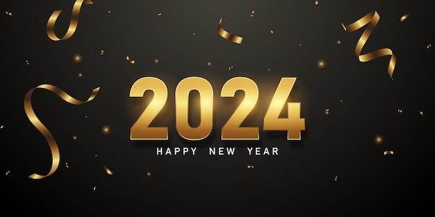 Feliz año nuevo 2024 con una hermosa plantilla de diseño de tipografía Ideas de celebración del nuevo año 2024