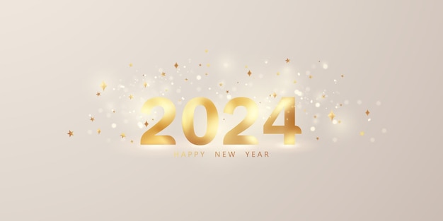 Feliz año nuevo 2024 hermoso diseño de fuentes ilustración vectorial