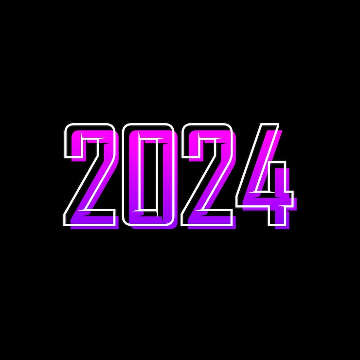 Vector feliz año nuevo 2024 ilustración vectorial púrpura