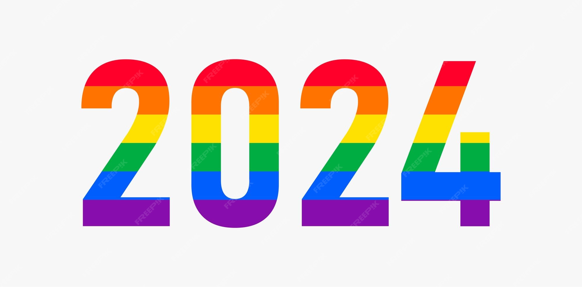 Feliz año nuevo 2024 mes del orgullo lgbtq 2024 con colores del arco