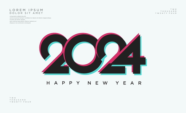 Feliz año nuevo 2024 con números coloridos