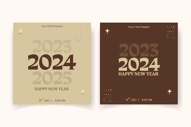 Vector feliz año nuevo 2024 plantilla de pancarta 2024 año nuevo para el saludo cartel pancarta y plantilla de correo