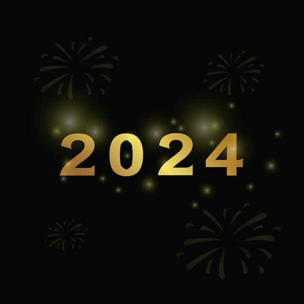 feliz año nuevo 2024 con solo los números del año sobre un fondo negro