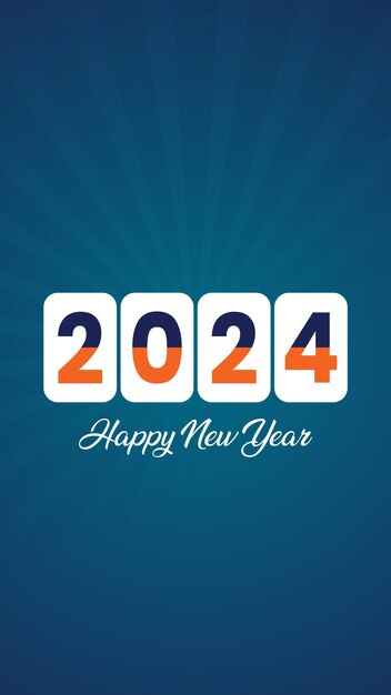 Feliz año nuevo 2024 tarjeta de felicitación o vector de diseño de redes sociales
