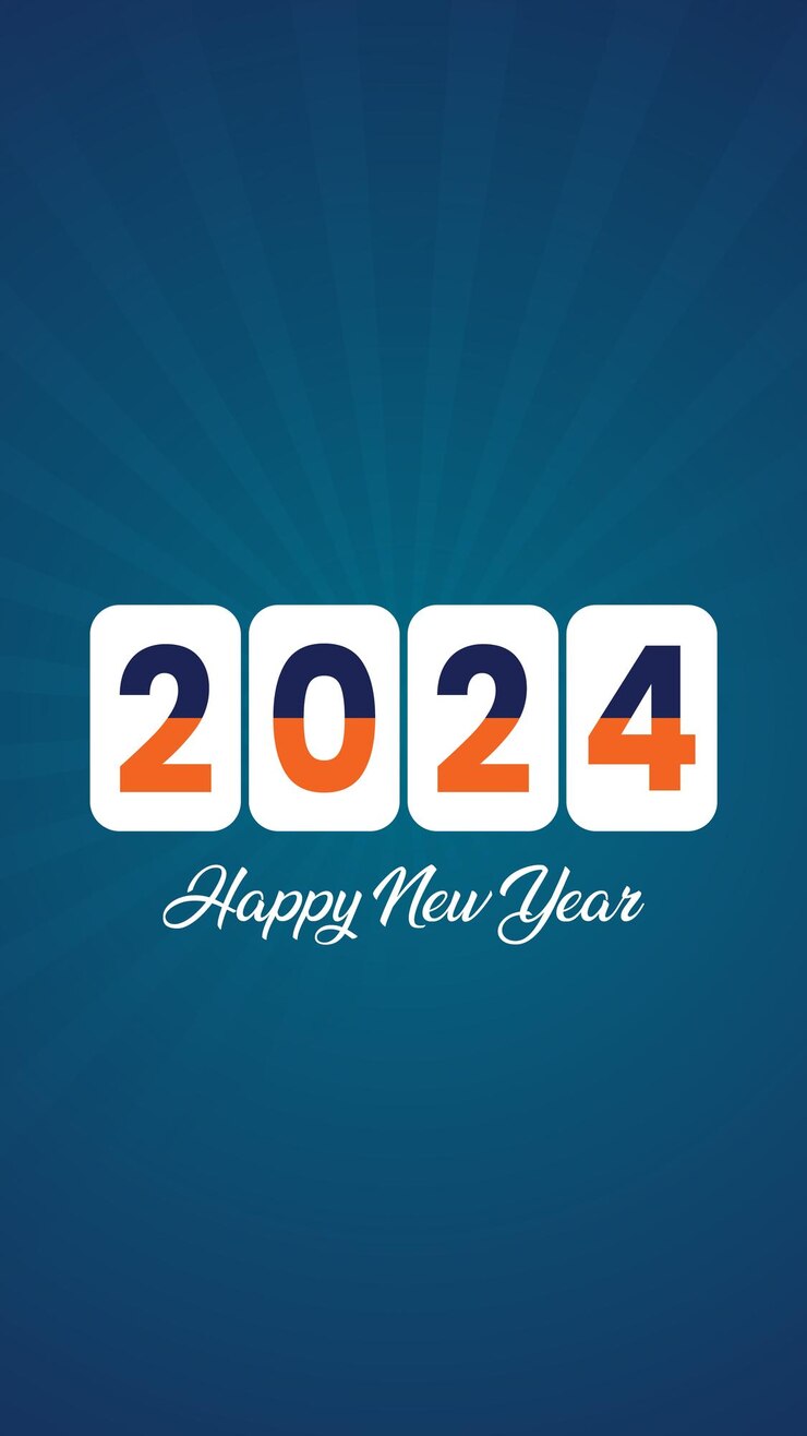 Feliz año nuevo 2024 tarjeta de felicitación o vector de diseño de redes sociales