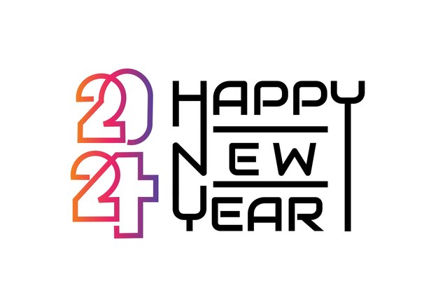 Feliz año nuevo 2024 texto tipografía elemento de diseño del logotipo volante diseño del estandarte