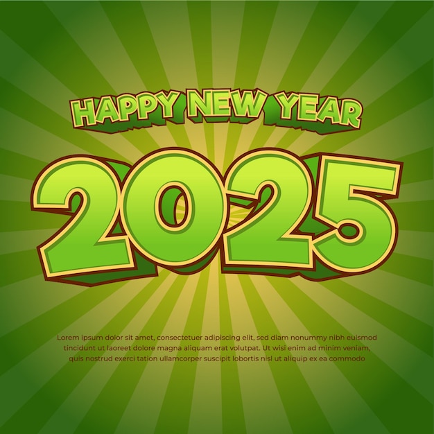 Feliz año nuevo 2025 Bandera cuadrada Fondo con estilo gracioso