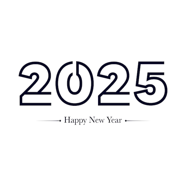 Feliz año nuevo 2025 bandera de fondo blanco y negro vector 2025 feliz año nuevo