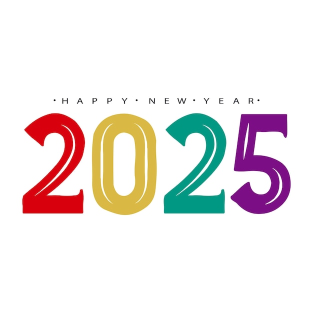 Feliz año nuevo 2025 bandera de fondo blanco y negro vector 2025 feliz año nuevo