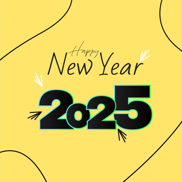 Feliz año nuevo 2025 celebración Instagram Diseño de post o plantilla de banner