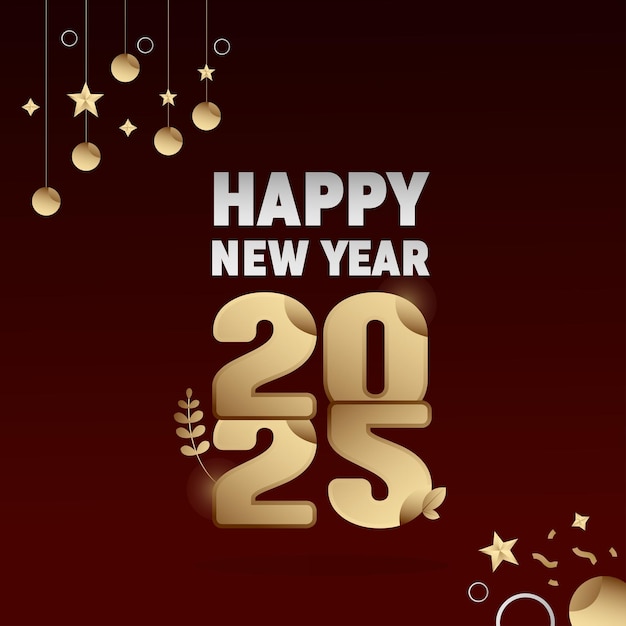 Feliz año nuevo 2025 Celebración Saludo Banner Diseño plantilla