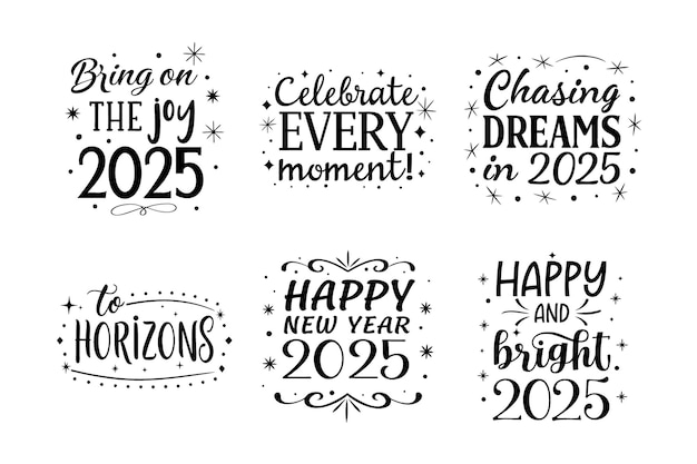 Feliz año nuevo 2025 Colección de paquetes vectoriales de tipografía