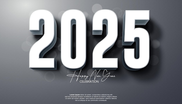 Feliz Año Nuevo 2025 decoración festiva realista número elegante para la fiesta Celebrar 2025